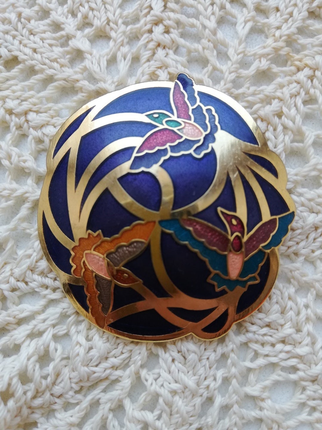 七宝焼きブローチ エナメル 3 3 羽の鳥 ヴィンテージ - Etsy 日本