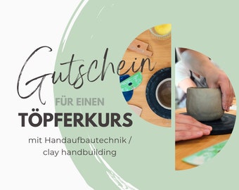 VOUCHER for a pottery course, ceramics course, hand building technique pottery in Aachen
