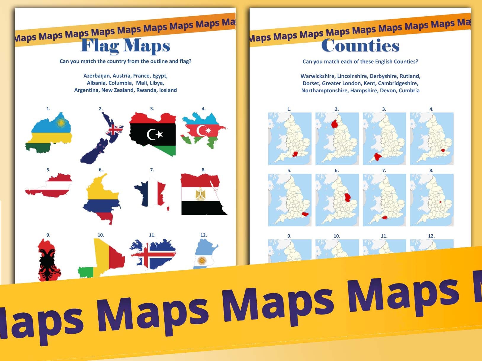 Map Quiz Bundle – Landmarks, Flags, Timezones (printable PDF) - Etsy