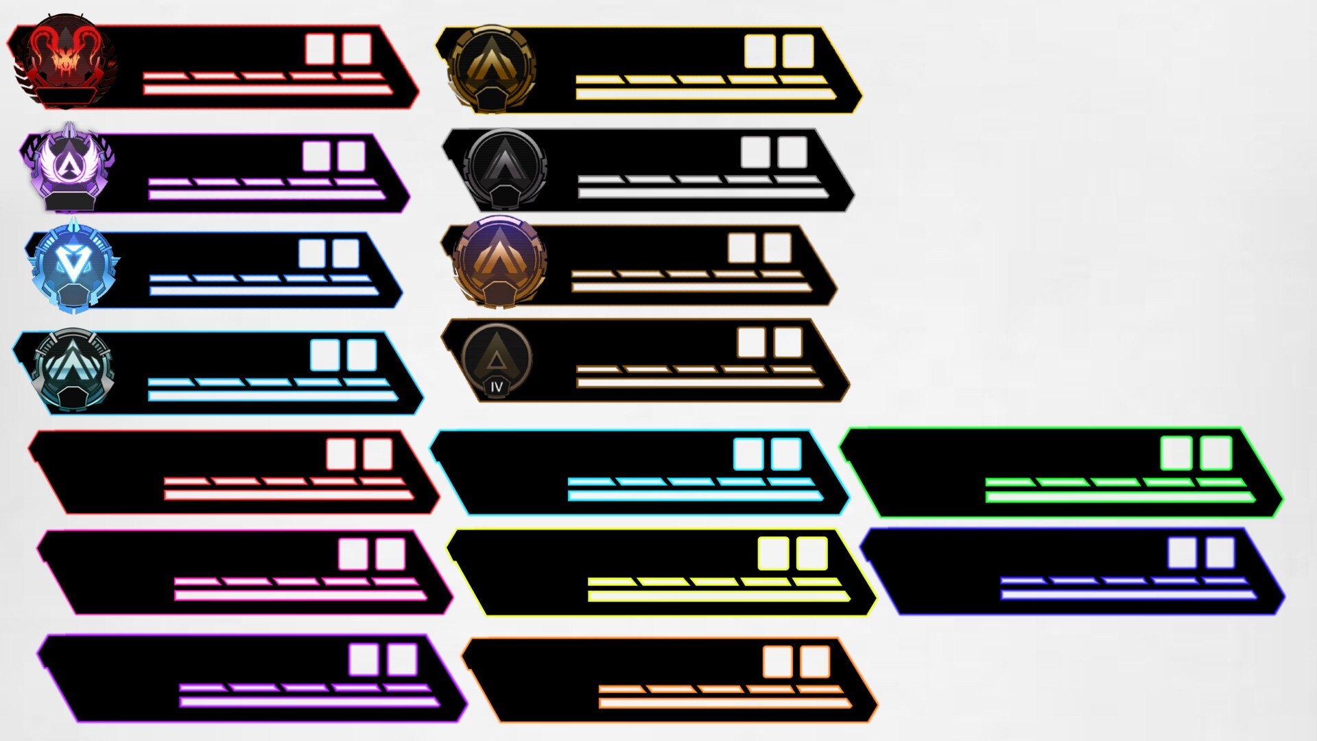 Apex Ranked Healthbar Overlays PNG Pred. Master. Diamond. Plat. Gold