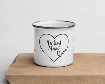 Hockey Mom Enamel Mug Gift - Hockey Mom Coffee Cup - Gifts for Hockey Moms