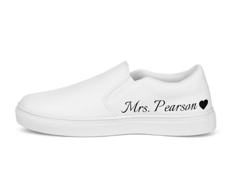 Personalized canvas slip on wedding shoe - wedding shower gift - reception shoes