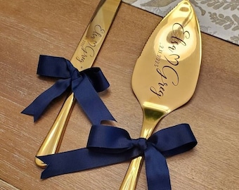 Wedding Custom Wedding Cake Knife Set | Personalized Engraved Luxury Cake Cutting Ceremony Set | Bridal Shower Anniversary Gift