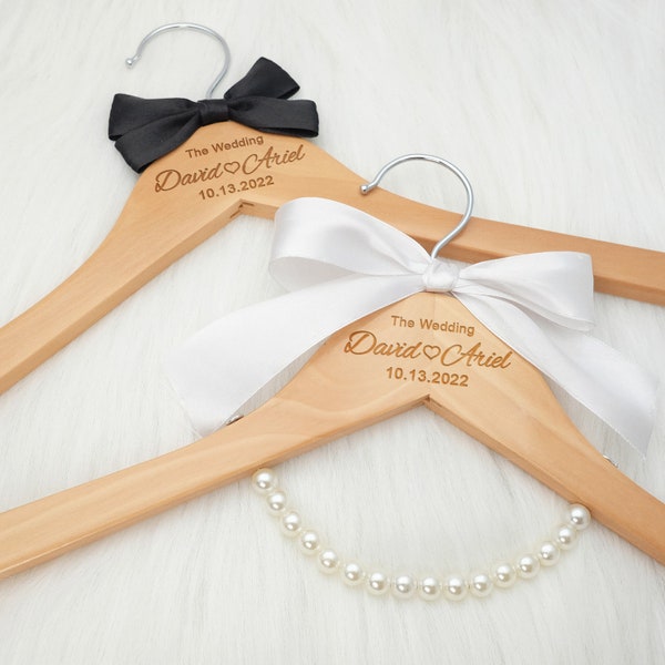 Custom Wedding Dress Hanger Personalized Wedding Hanger Personalised Bridal Hanger Engraved Names and Date Bridal Shower Gifts