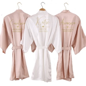 Personalized Golden Foil Bride/bridemaids/team bride Robes | Custom name satin bathrobe Bridal Proposal Gift Wedding Favour Getting Ready