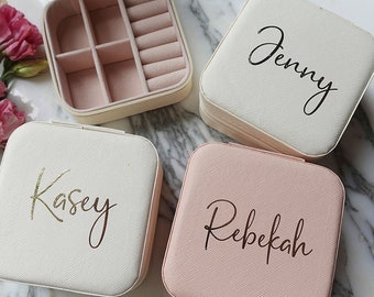Personalized Luxury Jewelry Box | Bridesmaid Gifts Bachelorette Party Gift Travel Case | Wedding Gifts Bridal Party Bridesmaid proposal