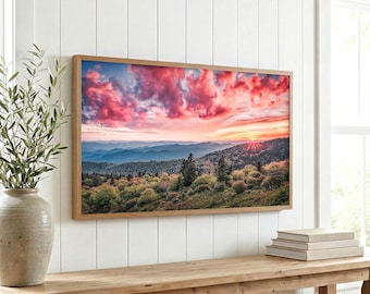 Smoky Mountains Sunset Wall Art: Blue Ridge Parkway Photography Print, Dramatic Mountain Landscape, Scenic Nature Decor