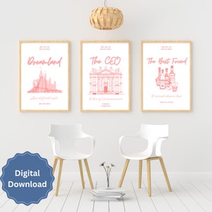 Dreamland Billionaires Set of 3 A4 pink themed prints Lauren Asher Themed Digital Download