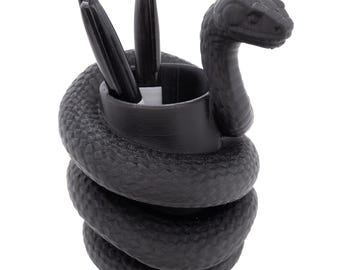 Coiled Snake Pencil or Pen Holder | Reptile Lover Gift for Him or Her