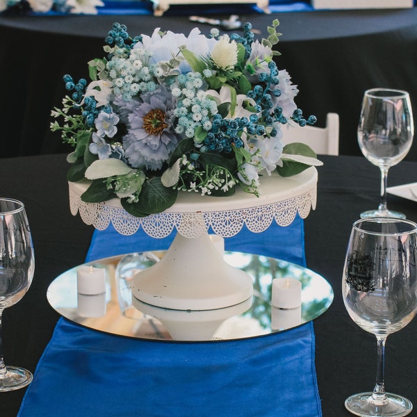 Centerpiece for Table, Flower Ball Centerpiece for Wedding, Blue Flower Ball, Half Moon Flower Ball, Half Kissing Ball, Blue Silk Flowers