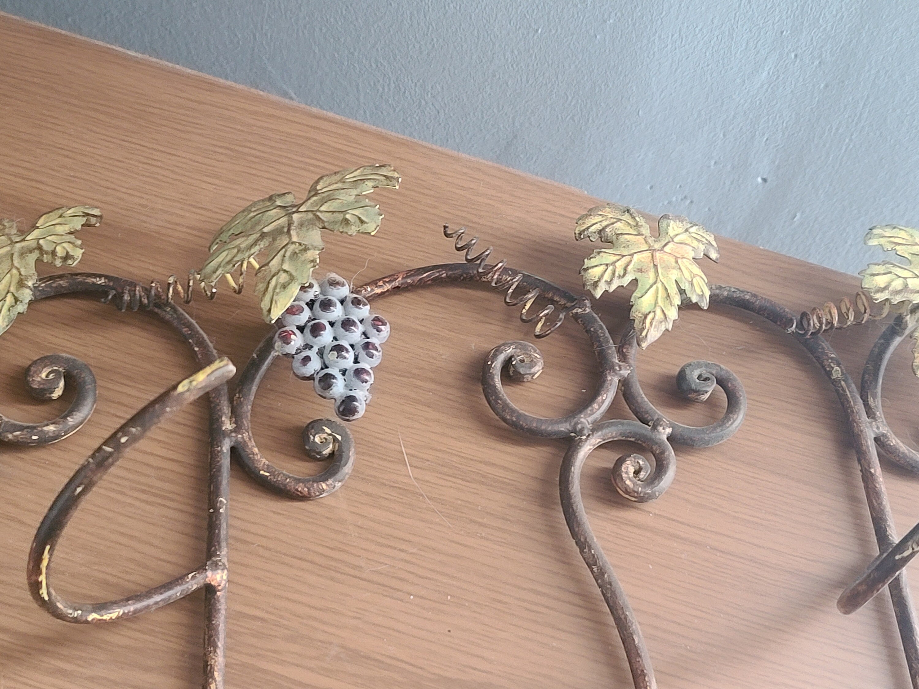 Vintage Rustic Wrought Iron Wall Wine Rack Etsy