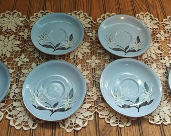 Vintage 1950s Skytone by Homer-Laughlin Teacup Saucers - Set of 6 - Retro Kitchen