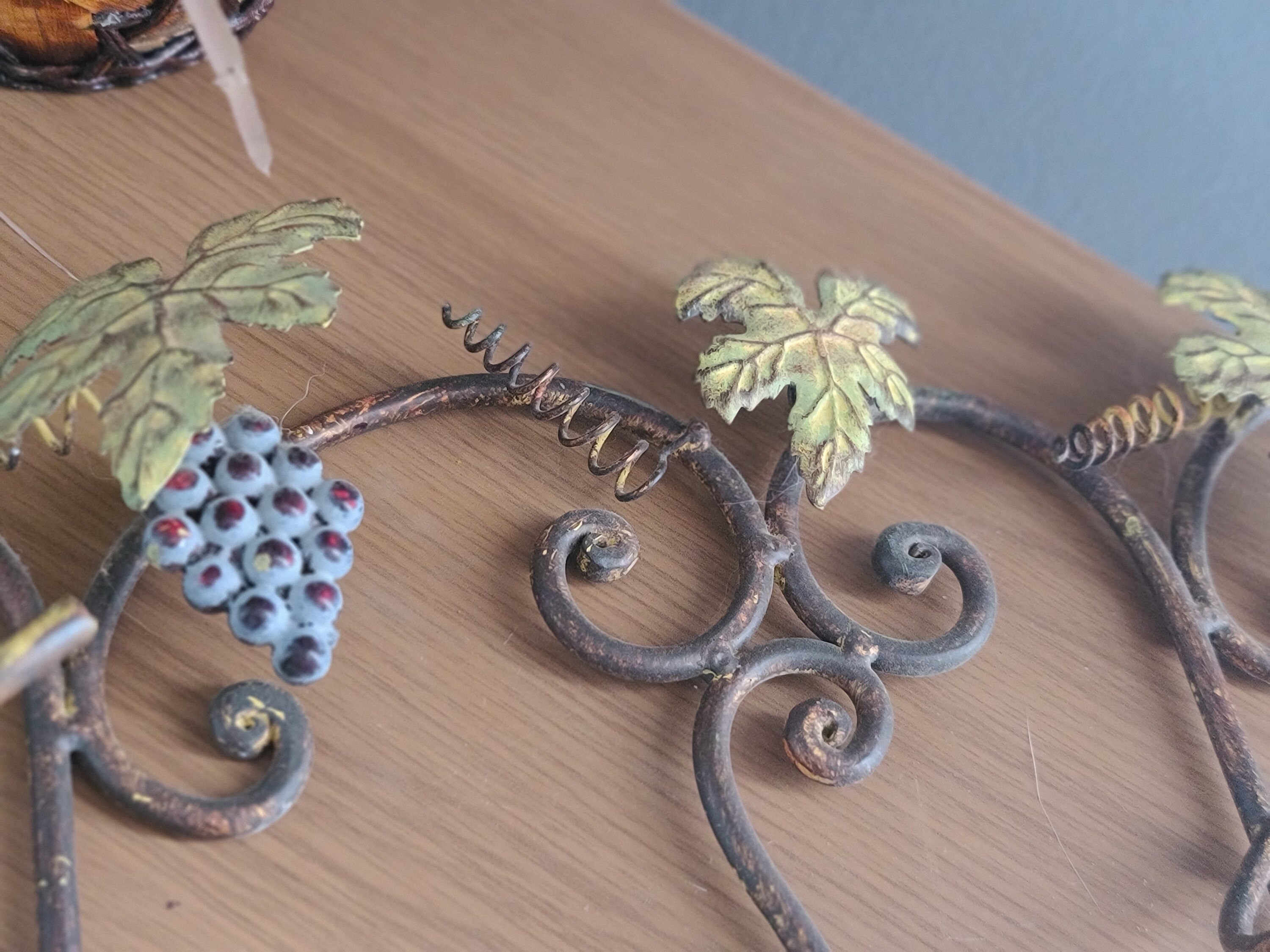 Vintage Rustic Wrought Iron Wall Wine Rack Etsy