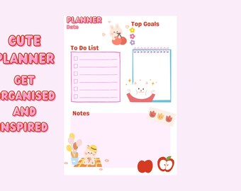 Cute Printable Planner | Digital Download | Kawaii and Aesthetic Planner