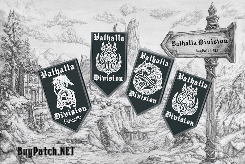 Valhalla Display Lettering Valhalla Division Viking Symbols PVC Dragon, Wolf, Boar, Cat Tactical ...