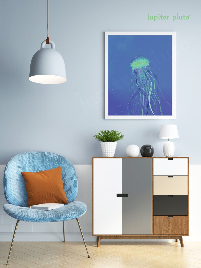 Printable Jellyfish Art Original Wall Art Decor Sea Life Printable Wall ...