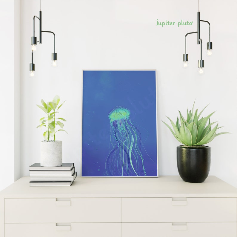 Printable Jellyfish Art Original Wall Art Decor Sea Life Printable Wall ...