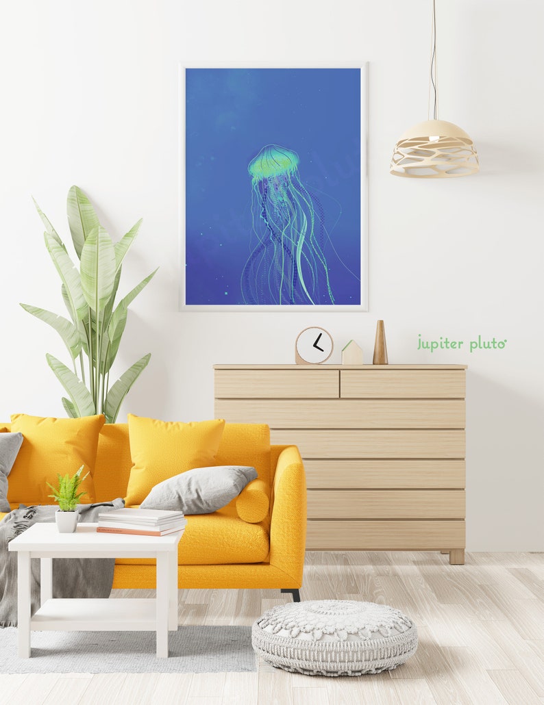 Printable Jellyfish Art Original Wall Art Decor Sea Life Printable Wall ...