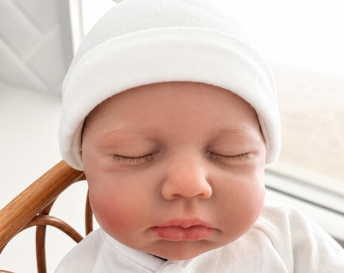 Featured listing image: Charlie: Full Body Silicone Baby Boy Doll, 18 inch,  Asleep, Brown Skin