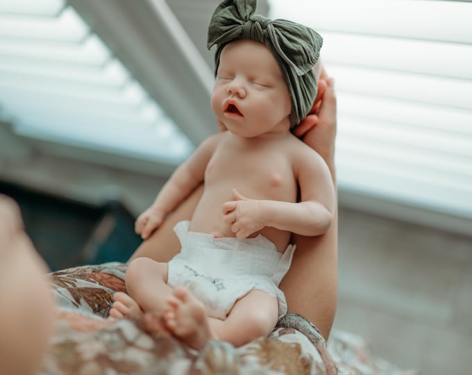 Featured listing image: Piper: Full Body Silicone Doll Girl, 18 inches, 5.6 lbs, Reborn Baby, White, Tan, and Brown Skin