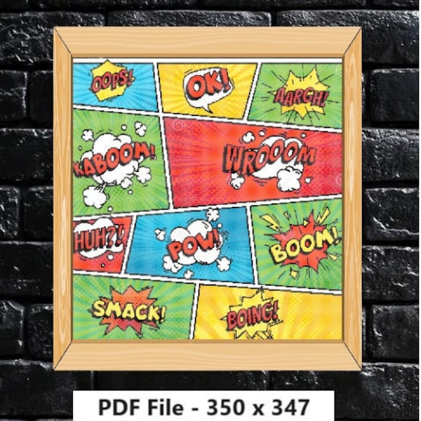 Comic Book Words Pattern PDF - Instant Download