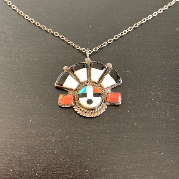 Zuni Sun Face Pendant Necklace