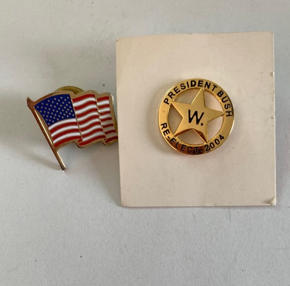 George W. Bush "W" Lapel Pin and U.S. Flag Lapel … - image 1