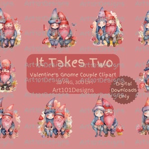 Es braucht zwei, Valentinstag Zwerge PNG, Gnome Clipart, Valentinstag Grafiken, Valentinstag Clipart, 30 hochwertige Dateien, digitaler Download