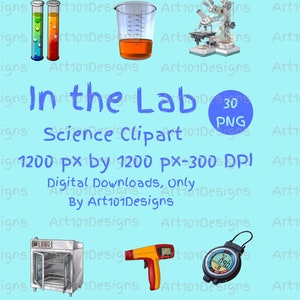 Dans le labo - Clipart scientifique - Déco laboratoire de sciences - Déco salle de classe de sciences - Posters de la classe de sciences - Déco laboratoire de sciences - Posters scientifiques