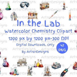 Im Labor - Chemie Clipart - Wissenschaftslabor Dekor - Wissenschaftslabor Poster - Labor Clipart - Reagenzgläser Clipart