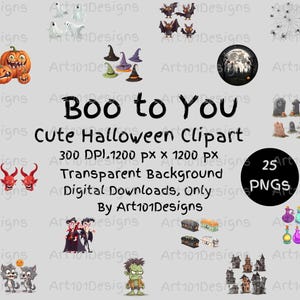 Boo to You, Cute Halloween Clipart, Halloween Download Digital, Download Halloween Digital, Halloween Digital Download, Halloween Printable