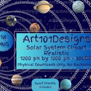 18 imágenes prediseñadas realistas del Sistema Solar - Impresión del Sistema Solar - Sistema Solar imprimible - Planetas imprimibles - Planetas imprimibles - Impresión de astronomía