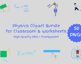 Physics Clipart Bundle PNG | Force and Motion STEM Teacher Resource | Newton's Laws Energy Worksheet Graphics | Classroom Ready