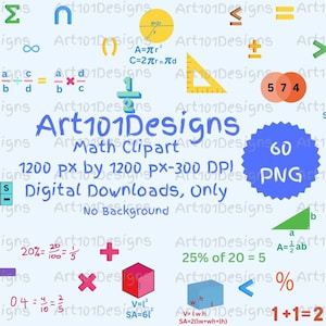 Art101Designs Math Clipart | STEM Educational Graphics for Teachers, Homeschool, Classroom Decor, Math Symbols & Tools Digital PNG