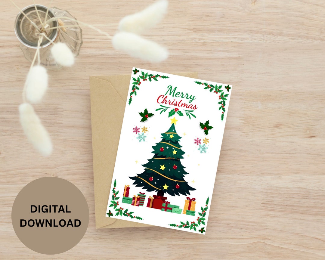Merry Christmas Christmas Greeting Cards Digital Christmas Etsy