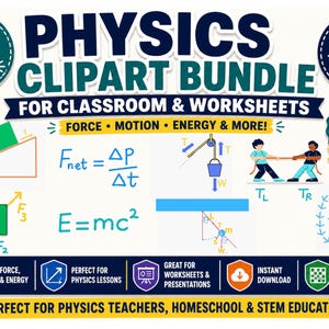 Physics Clipart Bundle PNG | Force and Motion STEM Teacher Resource | Newton's Laws Energy Worksheet Graphics | Classroom Ready