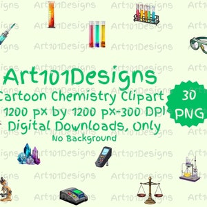 Art101Designs - Cartoon Chemistry Clipart - Science Clipart - Chemistry - Chemistry Posters - Chemistry Classroom Poster