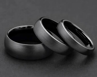Black Tungsten Wedding Band | Black Tungsten Ring | Tungsten Carbide Ring | Anniversary Band | Men & Women | Black Wedding Band