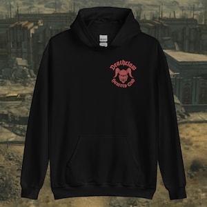 Deathclaw Hunters Club Unisex Hoodie Blood Alt- Fallout 3, Fallout 4, Fallout New Vegas, Fallout 76, Bethesda, Vault Boy, Video Game, NCR