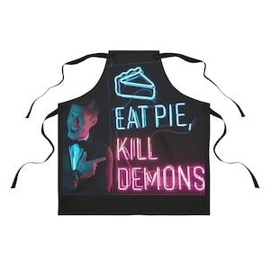 Supernatural Eat pie, kill demons Apron,Supernatural, Supernatural gift, Dean Winchester,Sam and Dean, Supernatural Merch, The Winchesters,