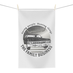 Supernatural Saving people hunting things the family business hand towel, Kitchen, Winchester bros, Team free will,Supernatural Gift for mom