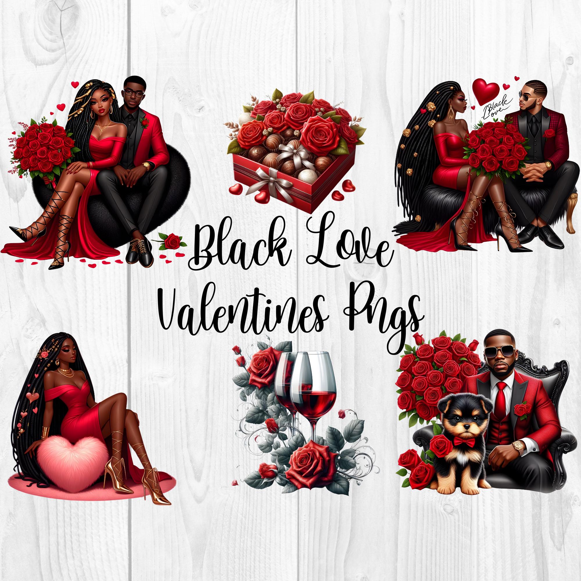 Black Love Valentines Clipart: African American Couple PNG Bundle - Etsy