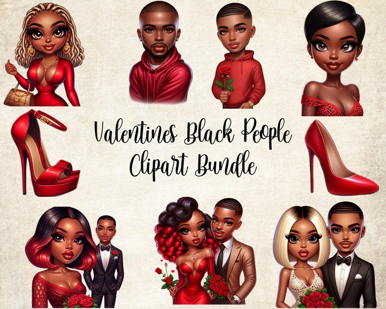 Black Love Clipart: African American Couple PNG Bundle (valentines) - Etsy