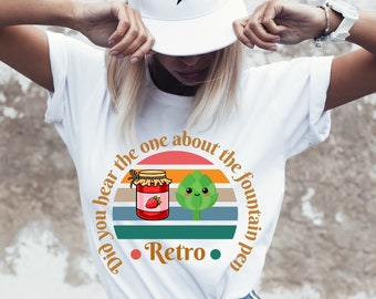 Camiseta retrô com trocadilho culinário: Geleia de morango e alcachofra