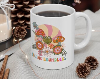 Caneca Cottagecore Sapo: Xícara de Café de Cerâmica com Frase Positiva