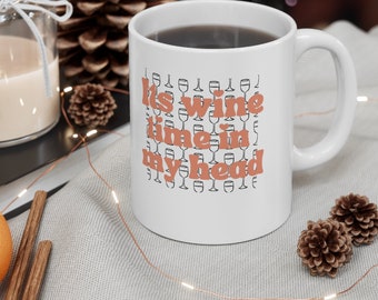 Caneca de cerâmica para amantes de vinho: Design divertido para a hora do vinho, 325ml/445ml