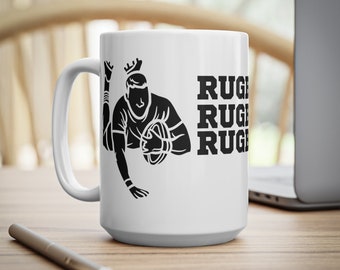 Caneca de fã de rugby para trabalho doméstico, xícaras de café de cerâmica, caneca grande de 11 onças, 15 onças, presentes para fãs de rugby, presentes para ele, presente de marido