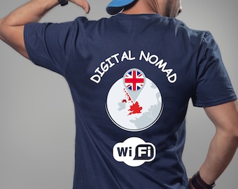 Camiseta Digital Nomad UK: Regalo para teletrabajadores