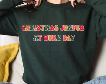 Camisola de Natal no dia de trabalho, camisola de gola redonda de Natal unisex