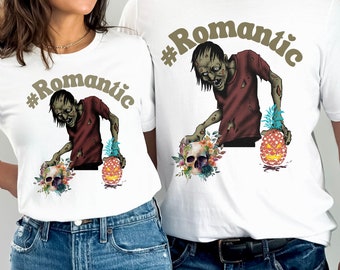 Camiseta romântica de zumbi: camiseta engraçada para casais no Halloween